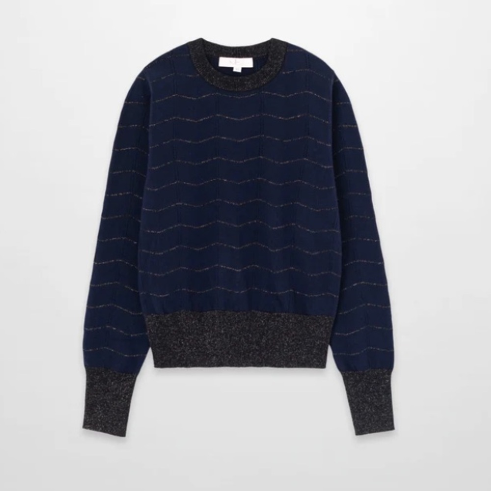 Lurex black/navy striped sweater S